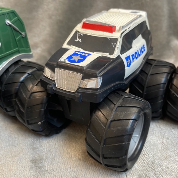 Lot of 3 Kids Galaxy Monster Trucks Soft Plastic: Garbage, Fire, & Police Trucks - Picture 3 of 12